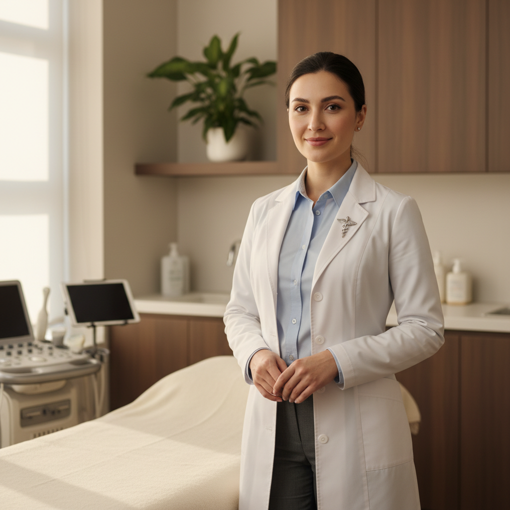 Amara Osei-Bonsu, chronic pain specialist, in a calm treatment room