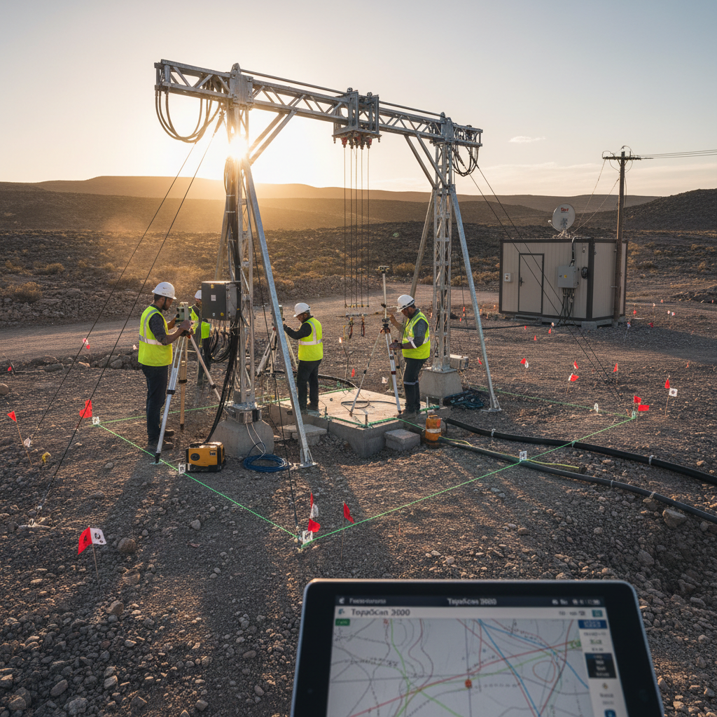 Oil field worker in hard hat and safety vest operating heavy equipment at a well site at sunset