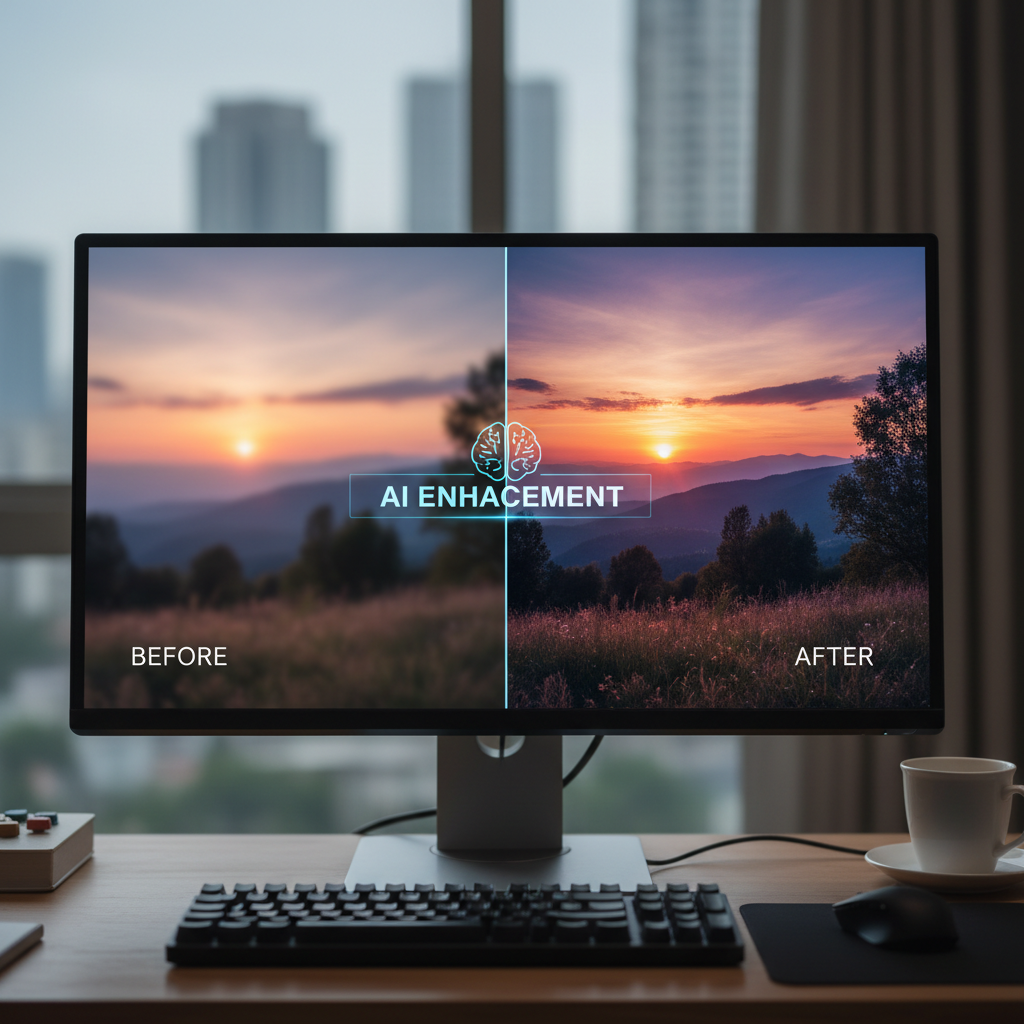 AI image upscaling with enhanced detail and texture