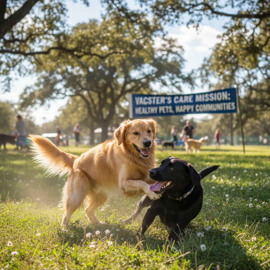 Dogs in bright airy outdoor environment