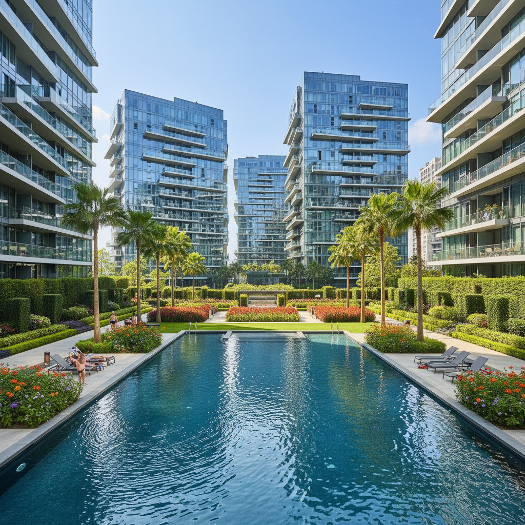 Pune gated community apartment complex with gardens