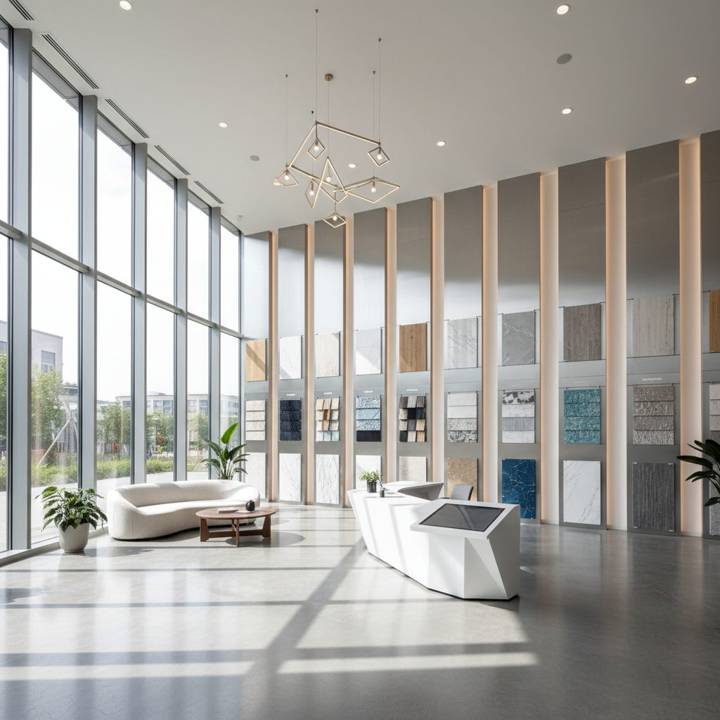 Ennezz Experience Centre interior space with modern design elements and material samples