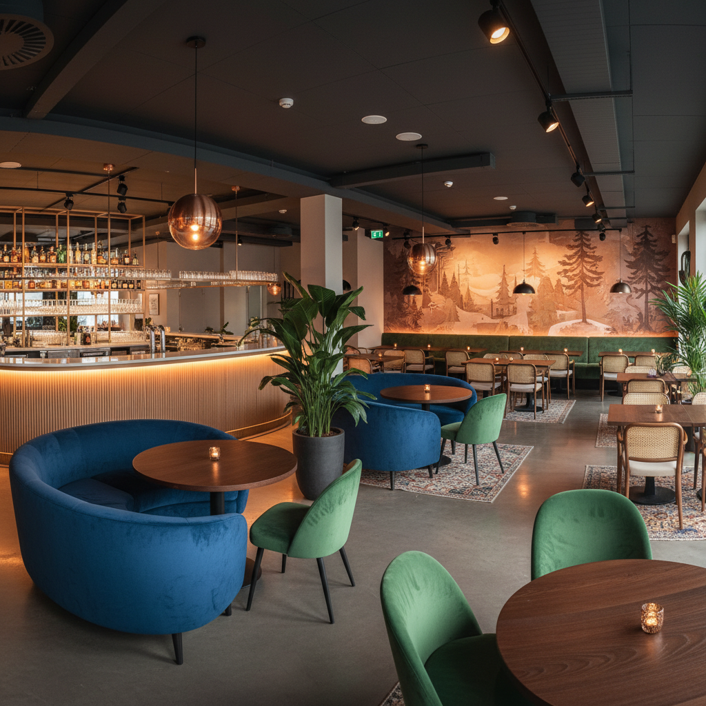 Mustamäe Keskuse restoran, soe ja kutsuv atmosfäär