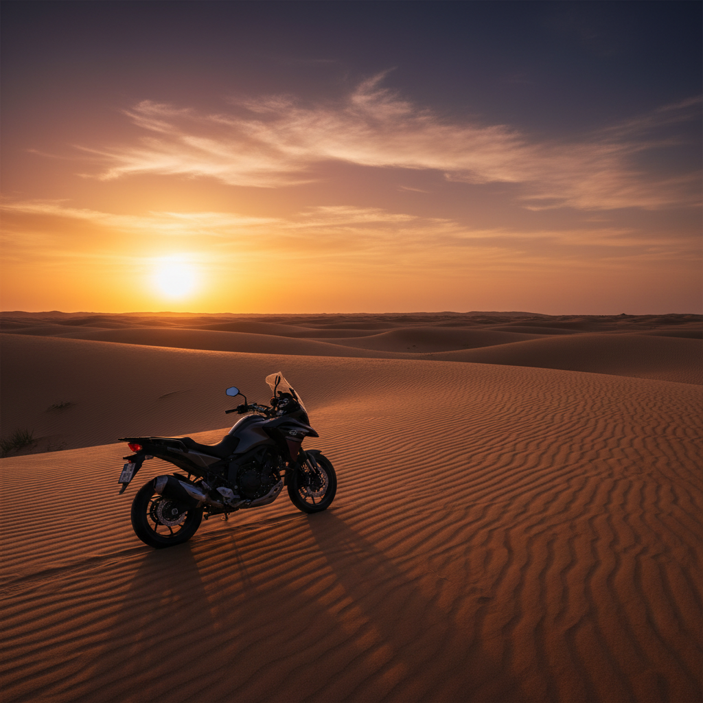 Wschód słońca nad wydmami Erg Chebbi w Merzouga