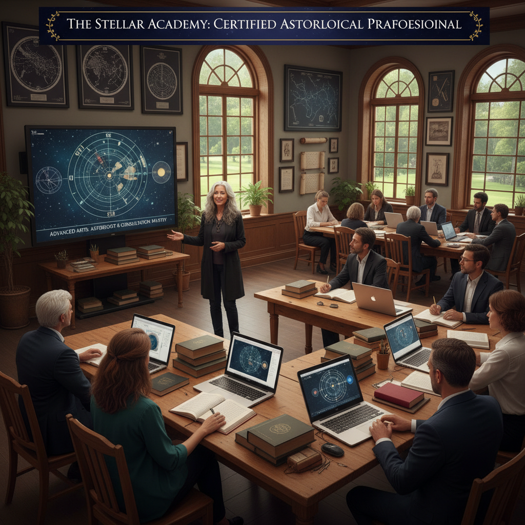 Professional astrology certification program with advanced predictive techniques and consultation training
