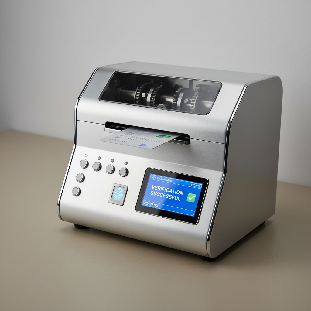 Máquina embosadora de tarjetas bancarias con sistema de verificación integrado