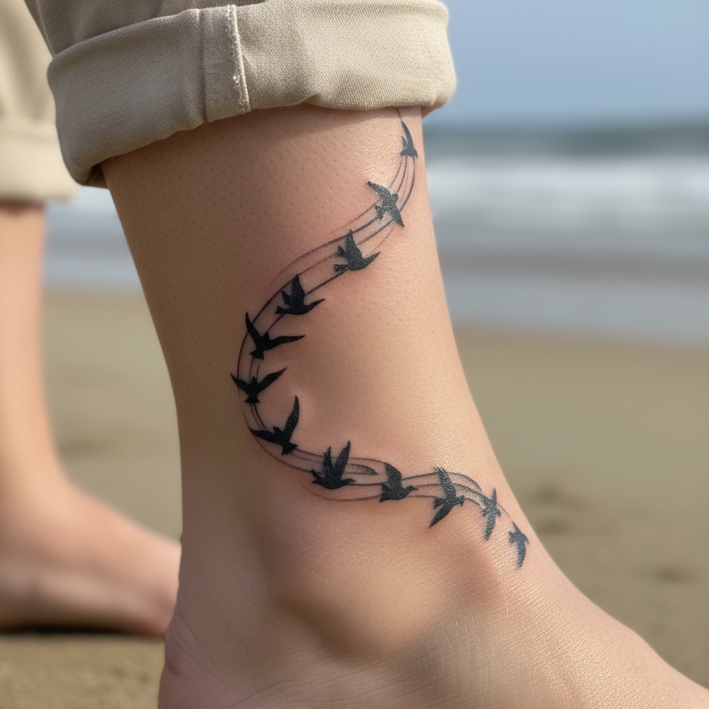 Final bird in migration series, ankle placement, healed