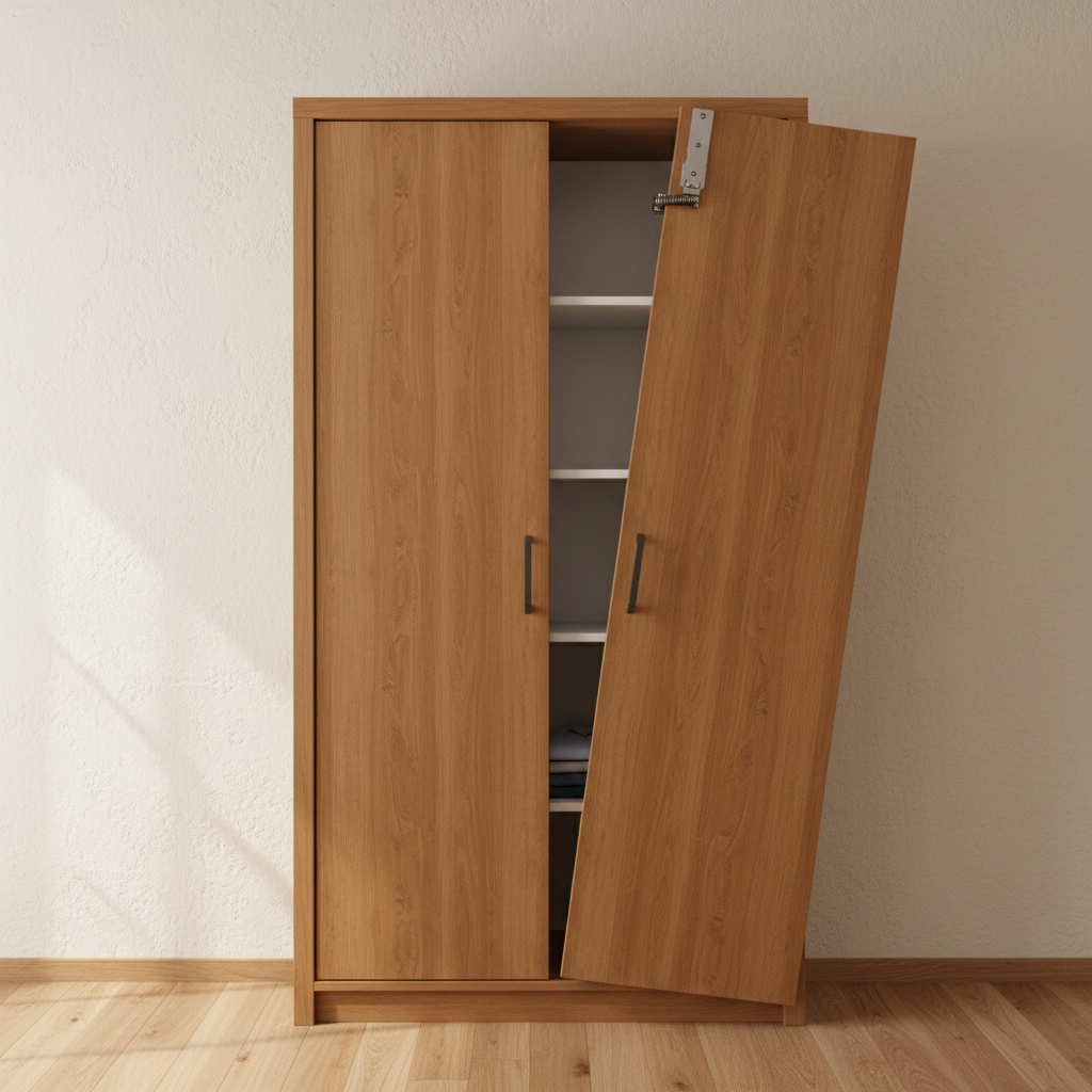 Wardrobe with a clear gap, single item highlighted, morning light