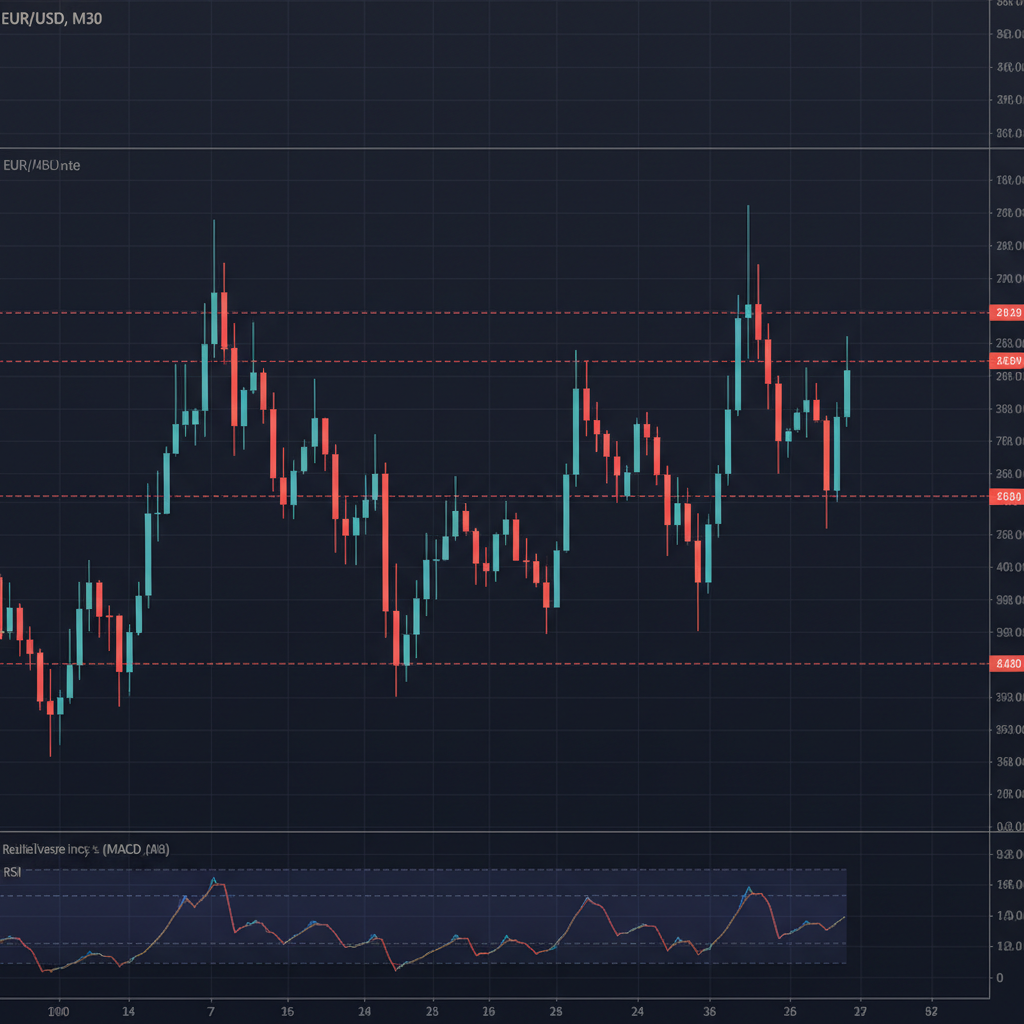 EUR/USD weekly analysis chart with COT data overlay showing institutional positioning on dark trading platform