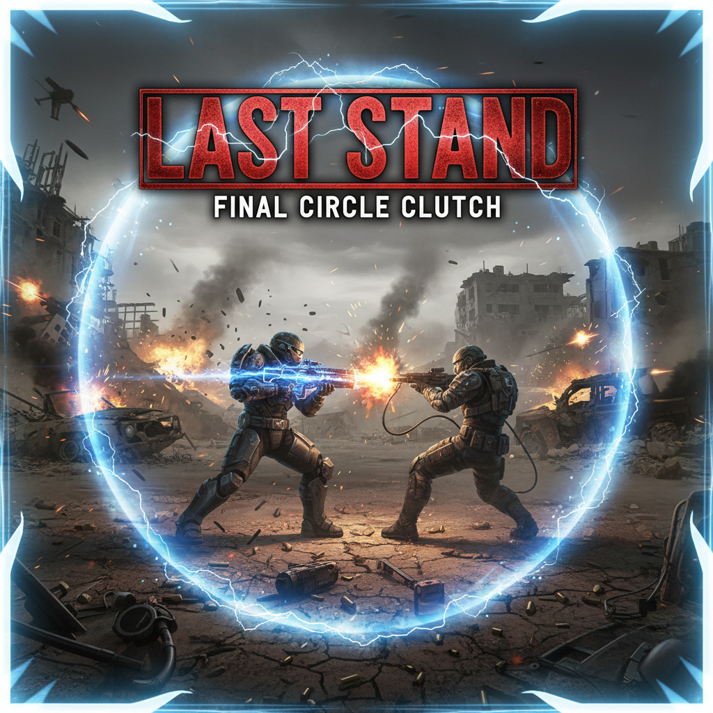 Battle royale gaming montage thumbnail showing final circle moment