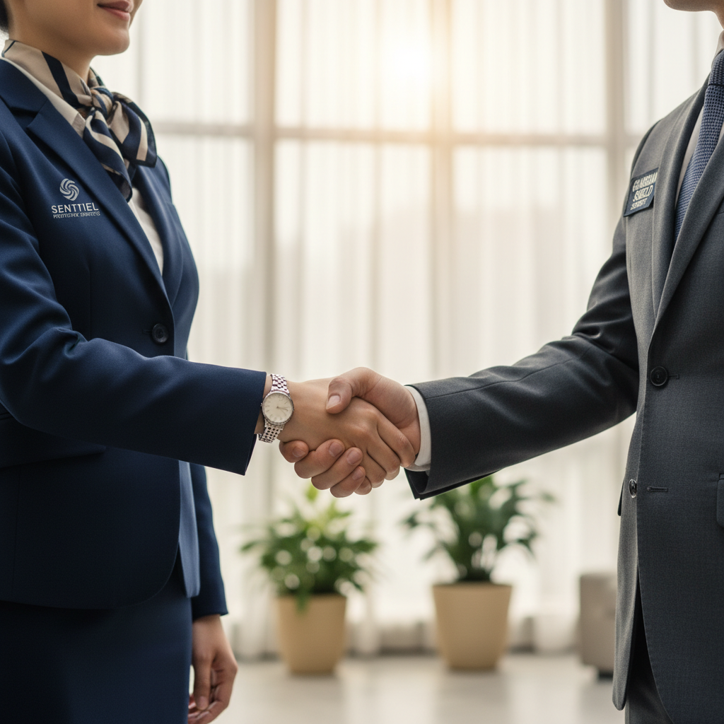 Business handshake representing a smooth transition between security service providers