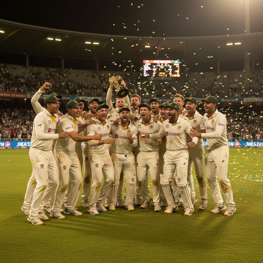 School cricket team celebrating a victory on the cricket field