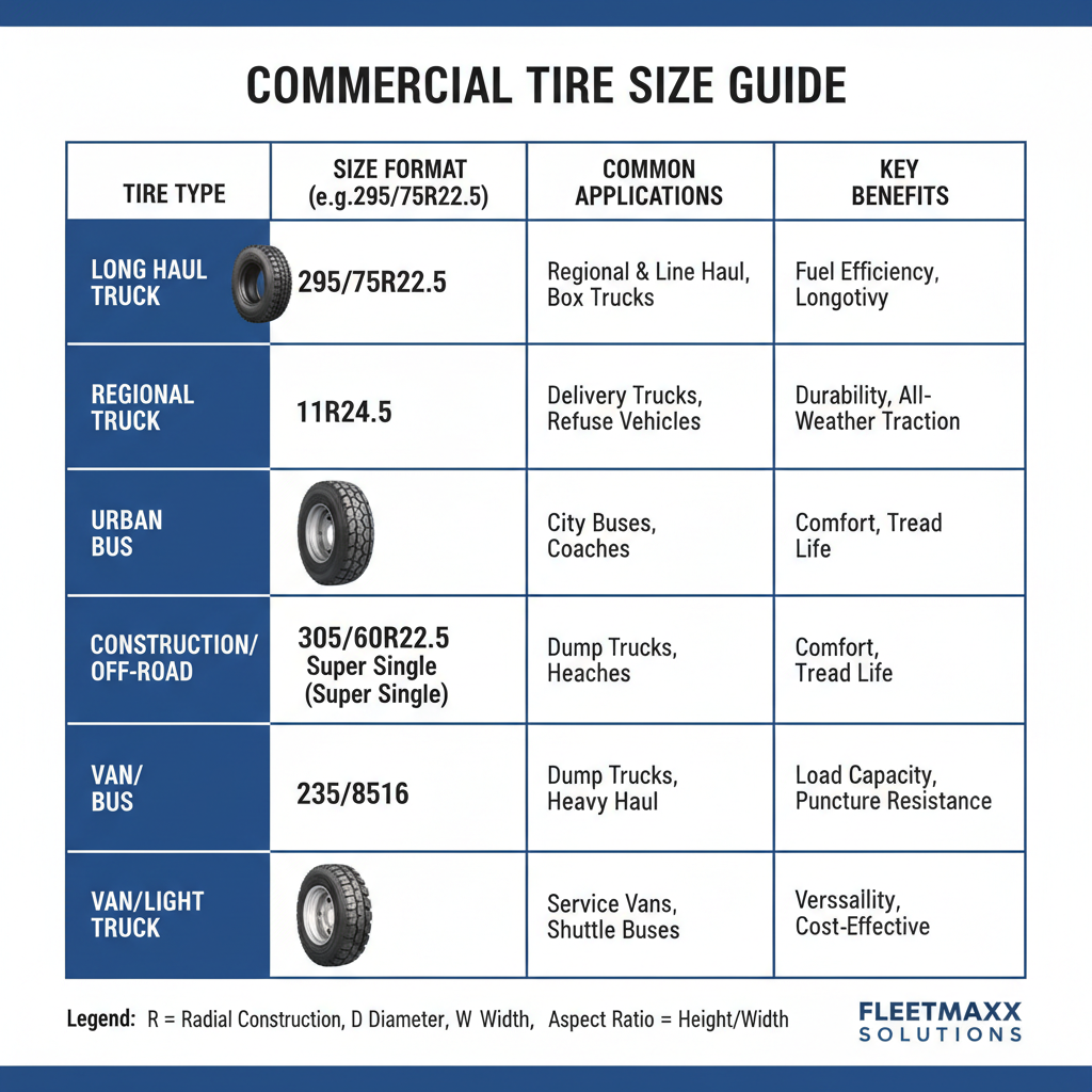 Truck and bus tire sizes guide commercial fleet managers