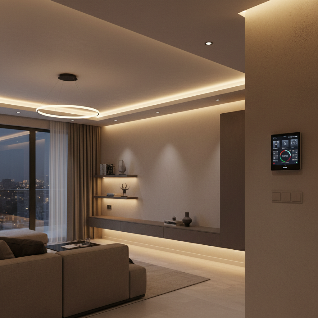 Modern living room with cellular shades providing perfect light control