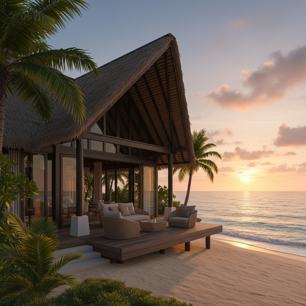 Exclusive beach bungalow at Vengurla with private beach access and sunset deck