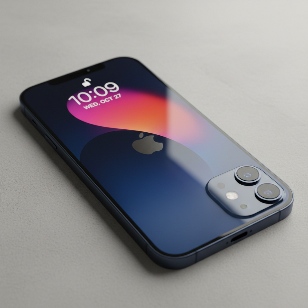 iPhone 13 Mini in midnight color, compact smartphone product shot