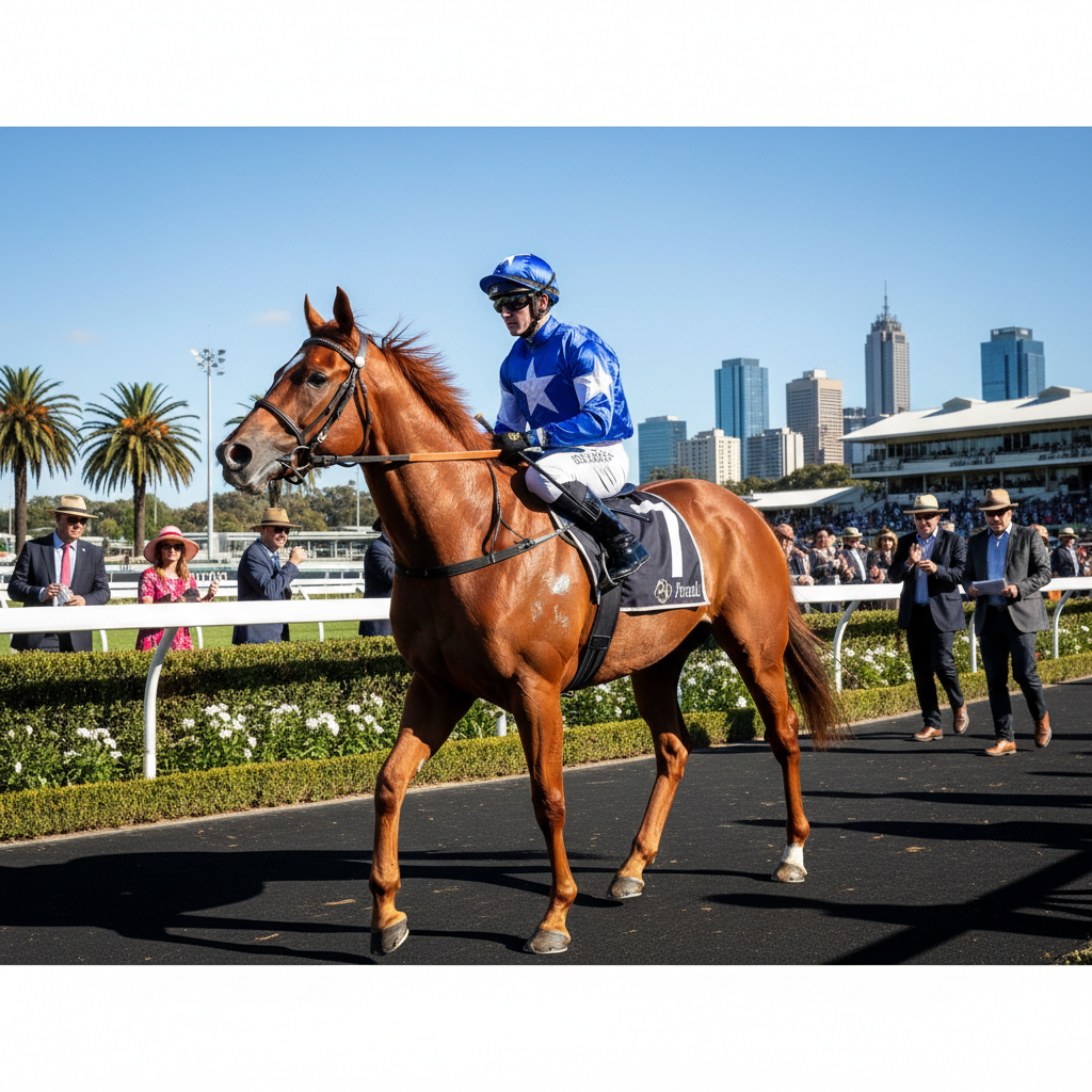 Salty Pearl in the parade ring at Morphetville, South Australia, showing horse in excellent condition
