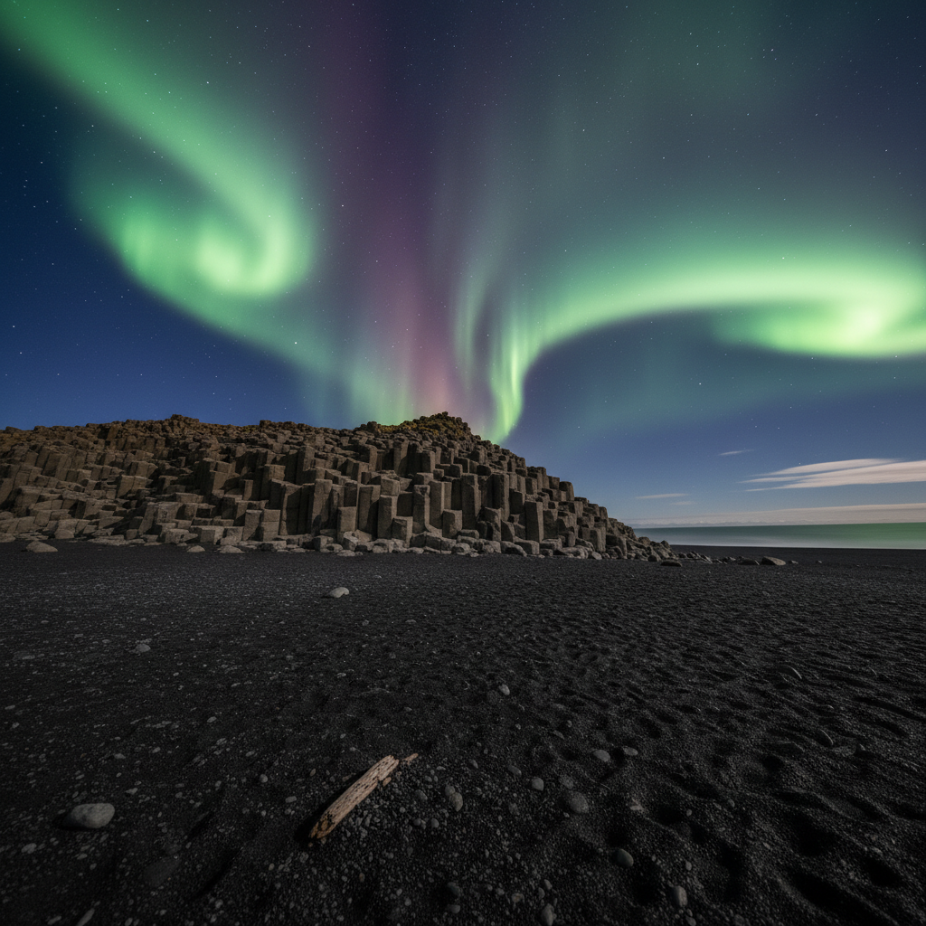 Iceland Volcanic Coast Sunrise — Reynisfjara, Iceland landscape