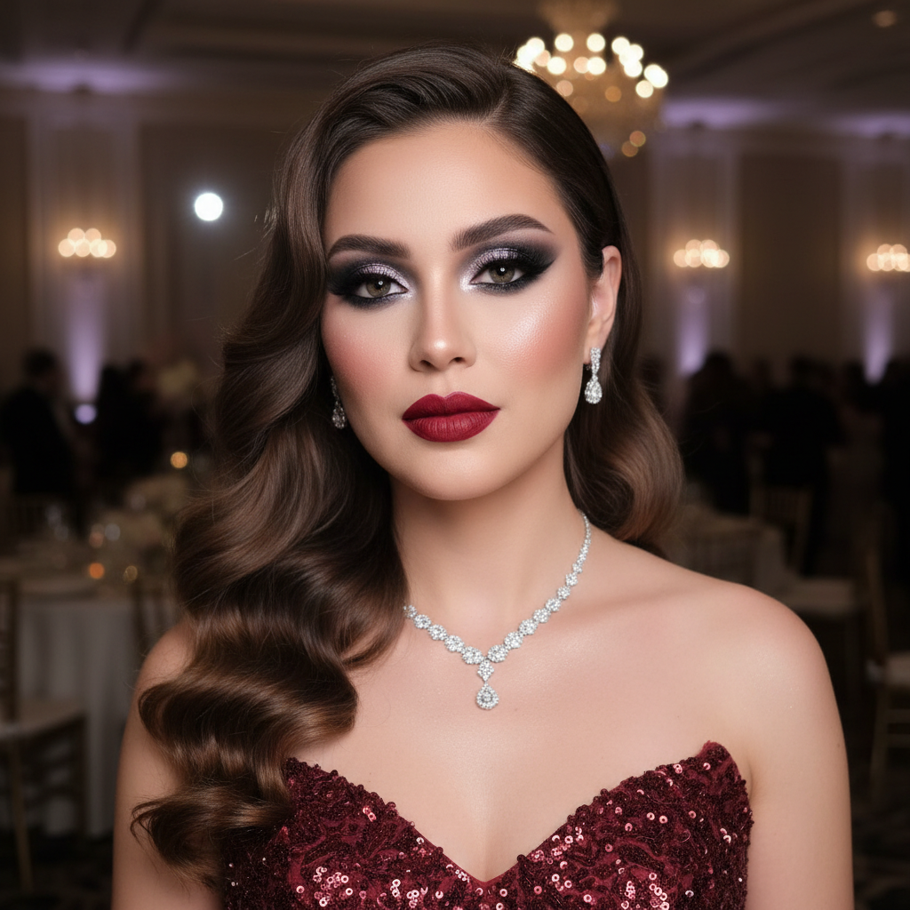 Glamorous party makeup with smoky eyes