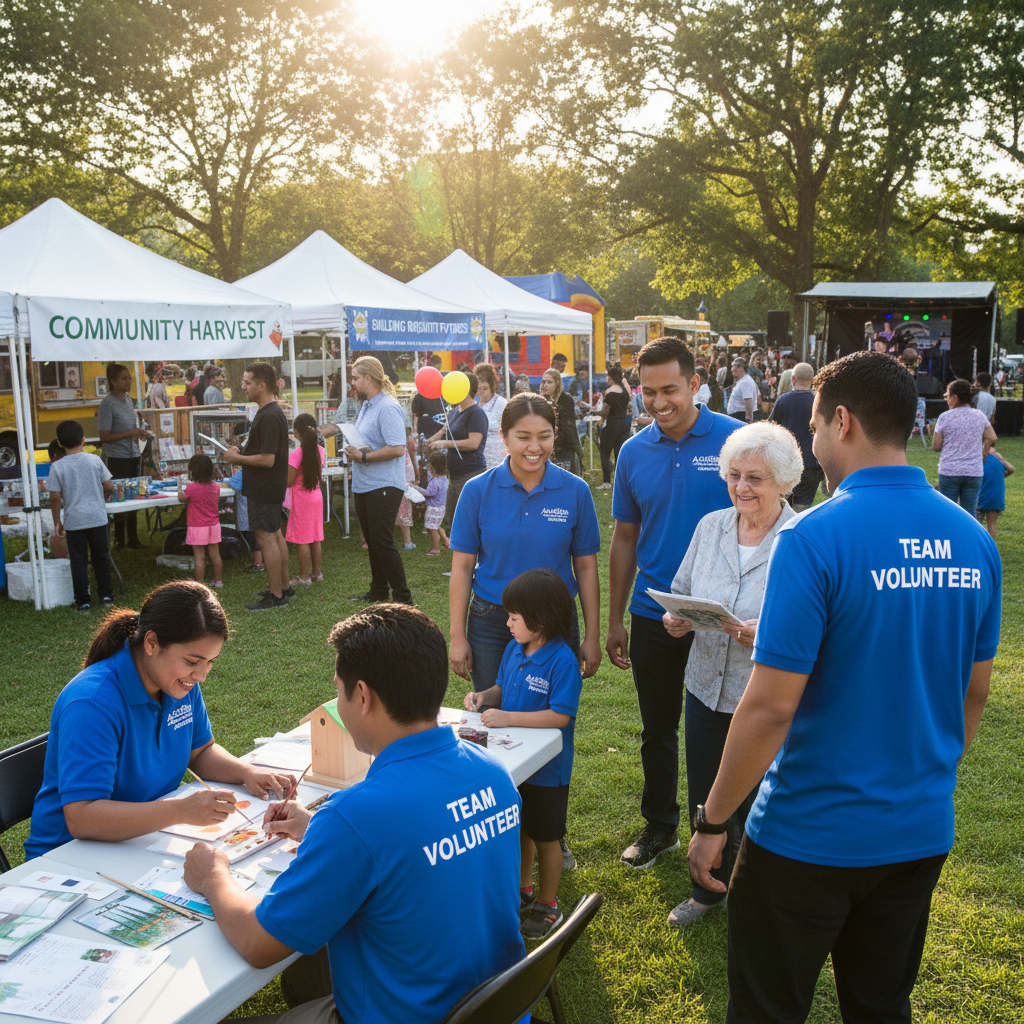 Community volunteers gathered outdoors at a local Pennsylvania nonprofit event on a sunny day, representing civic engagement