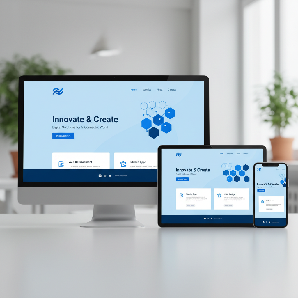Modern redesigned website with clean layout, vibrant colors, bright professional interface