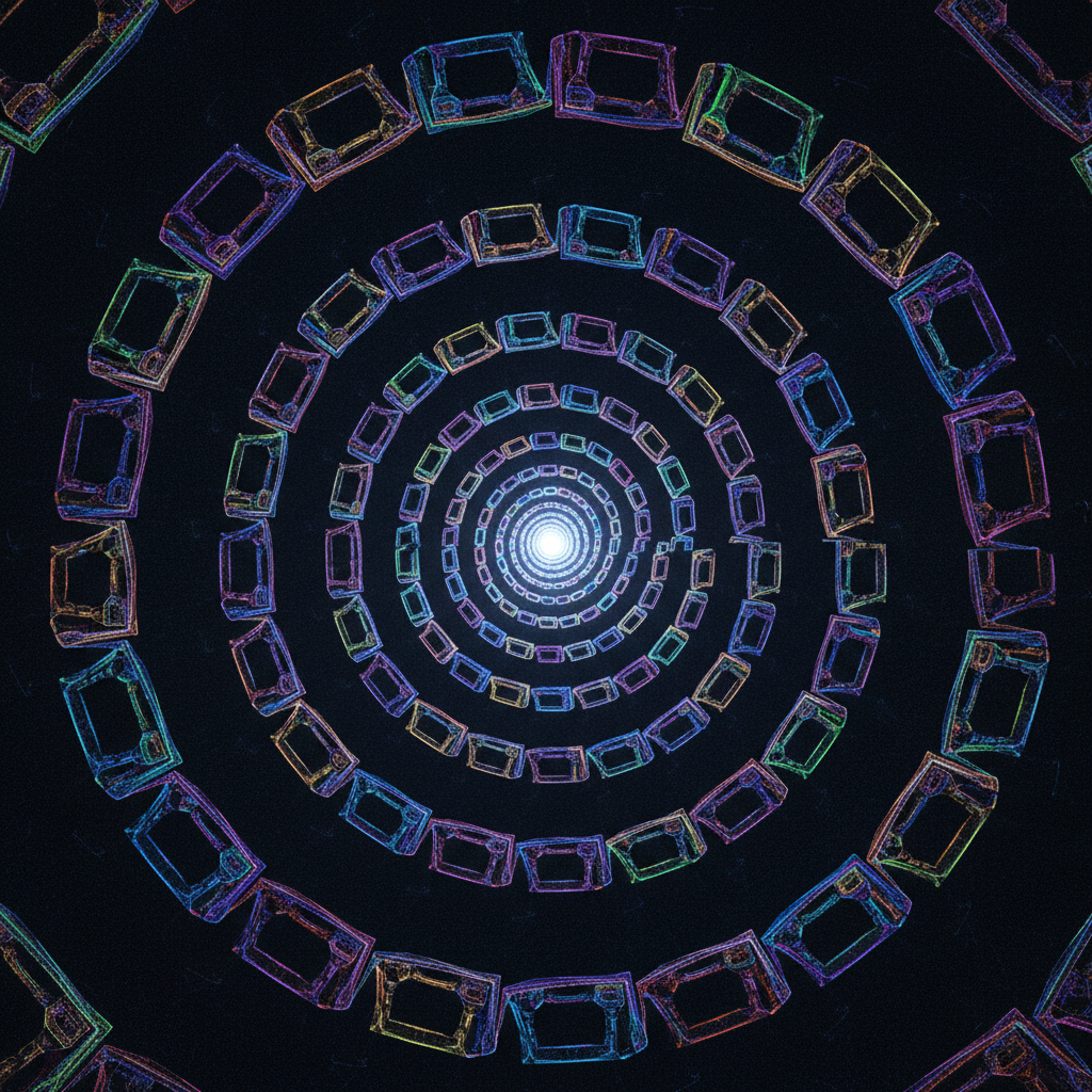 Colorful mathematical fractal pattern with infinite spiral geometry