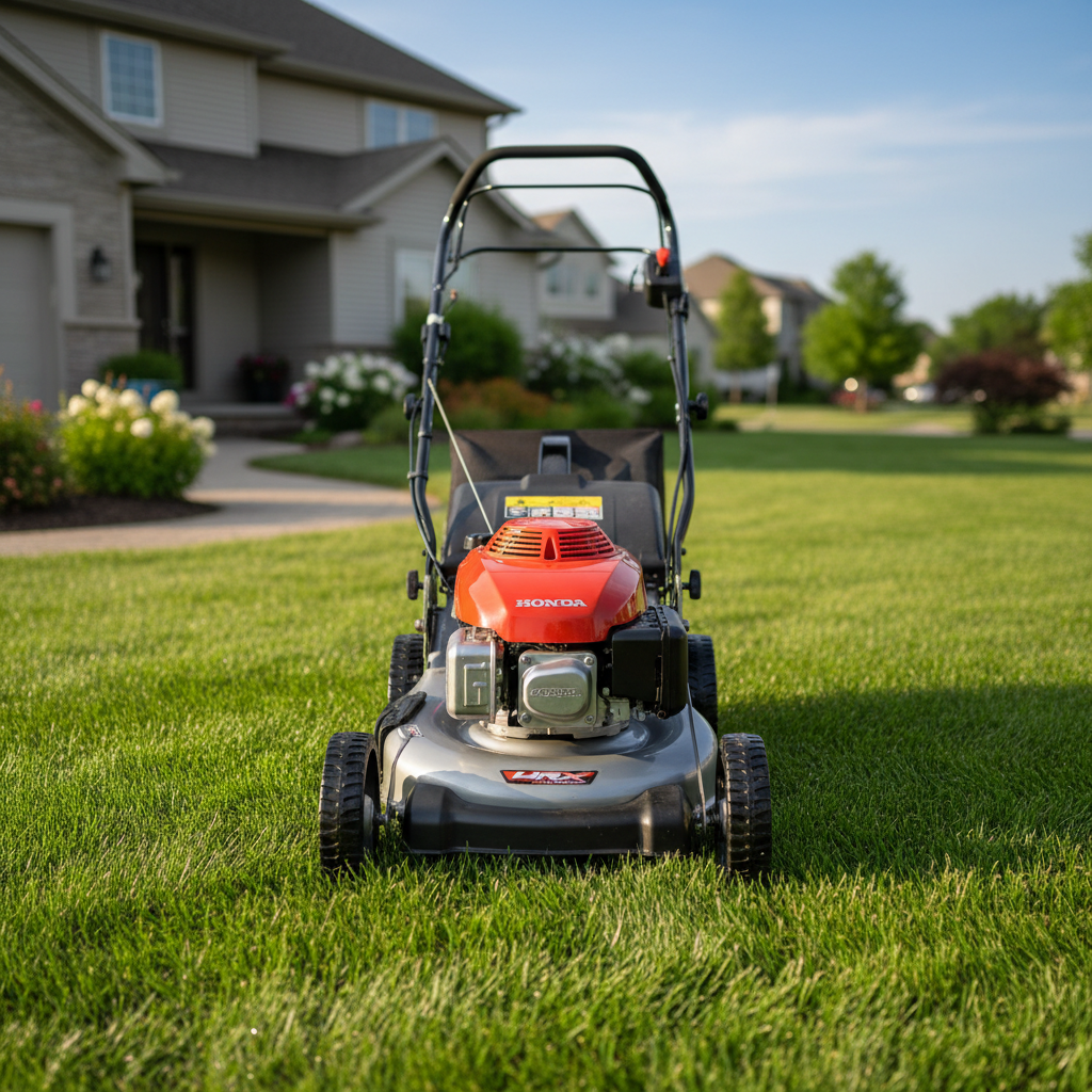 Honda HRX walk-behind mower on a residential lawn — authorized dealer Palm Beach County