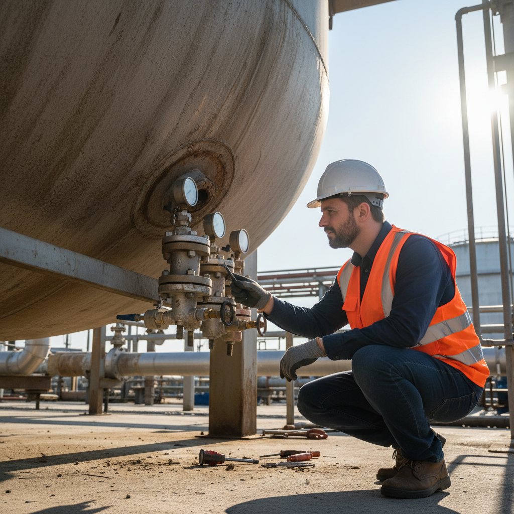 Safety inspector reviewing completed commercial roofing work on industrial building