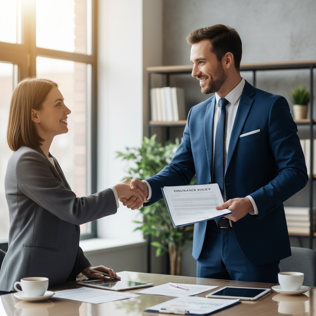 Handshake over business documents