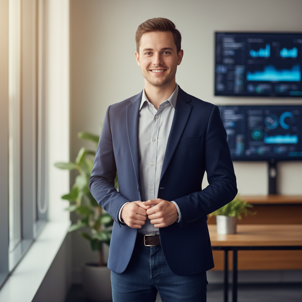 Marcus Webb, agency account coordinator smiling in office setting