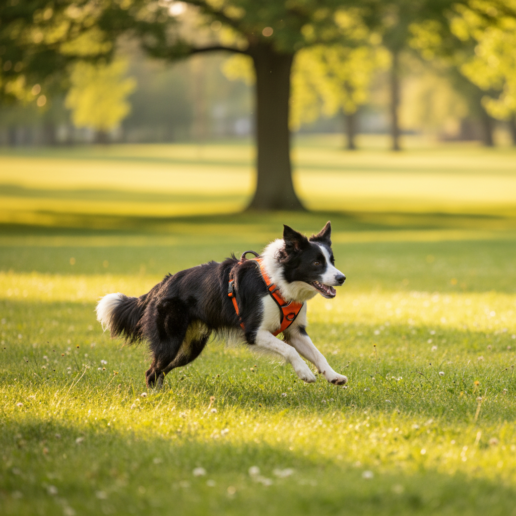 Border collie Pepper in action pose