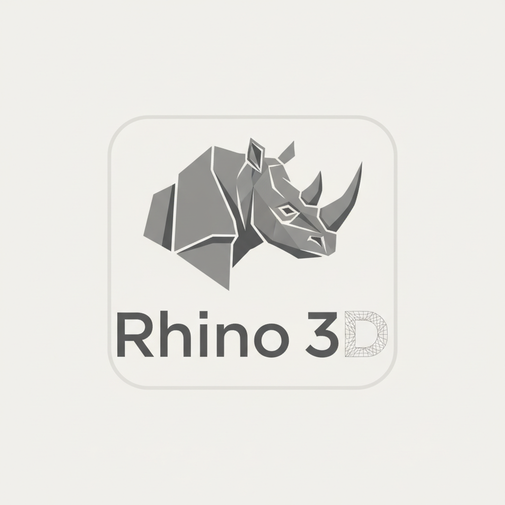 Rhino 3D software logo with rhinoceros icon in gray