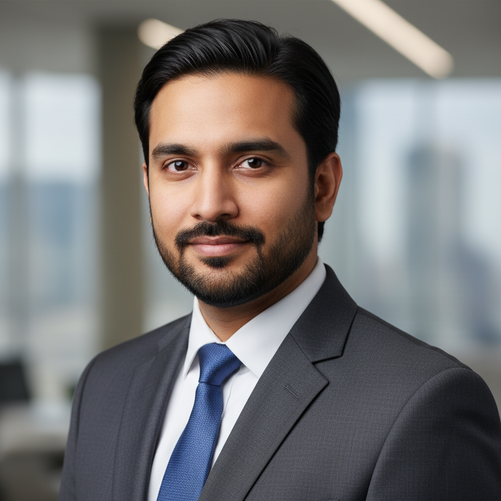 Portrait of a Bengali man in formal wear with a professional expression
