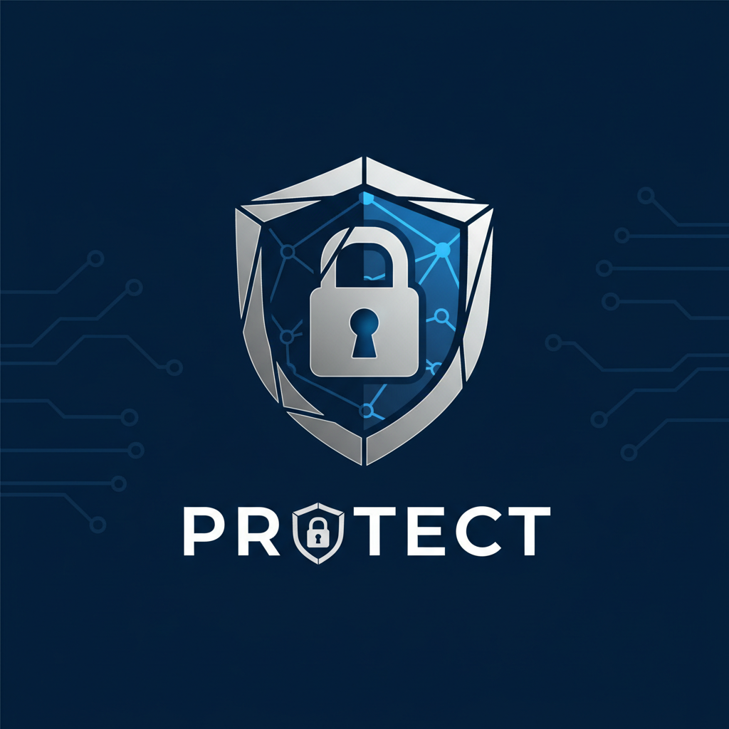 Digital lock and shield icons on a dark screen representing data privacy and protection