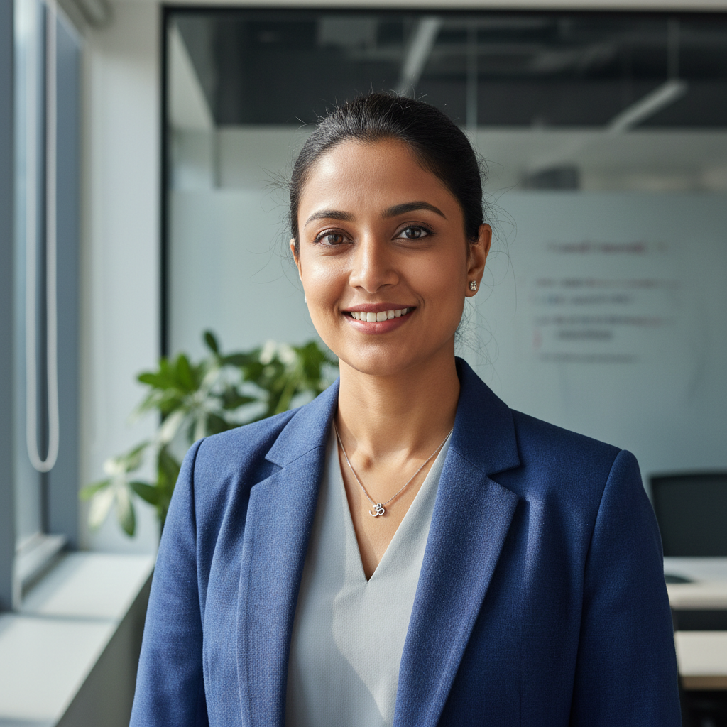 Professional Indian woman in business attire, founder of PragyaCabs cab service