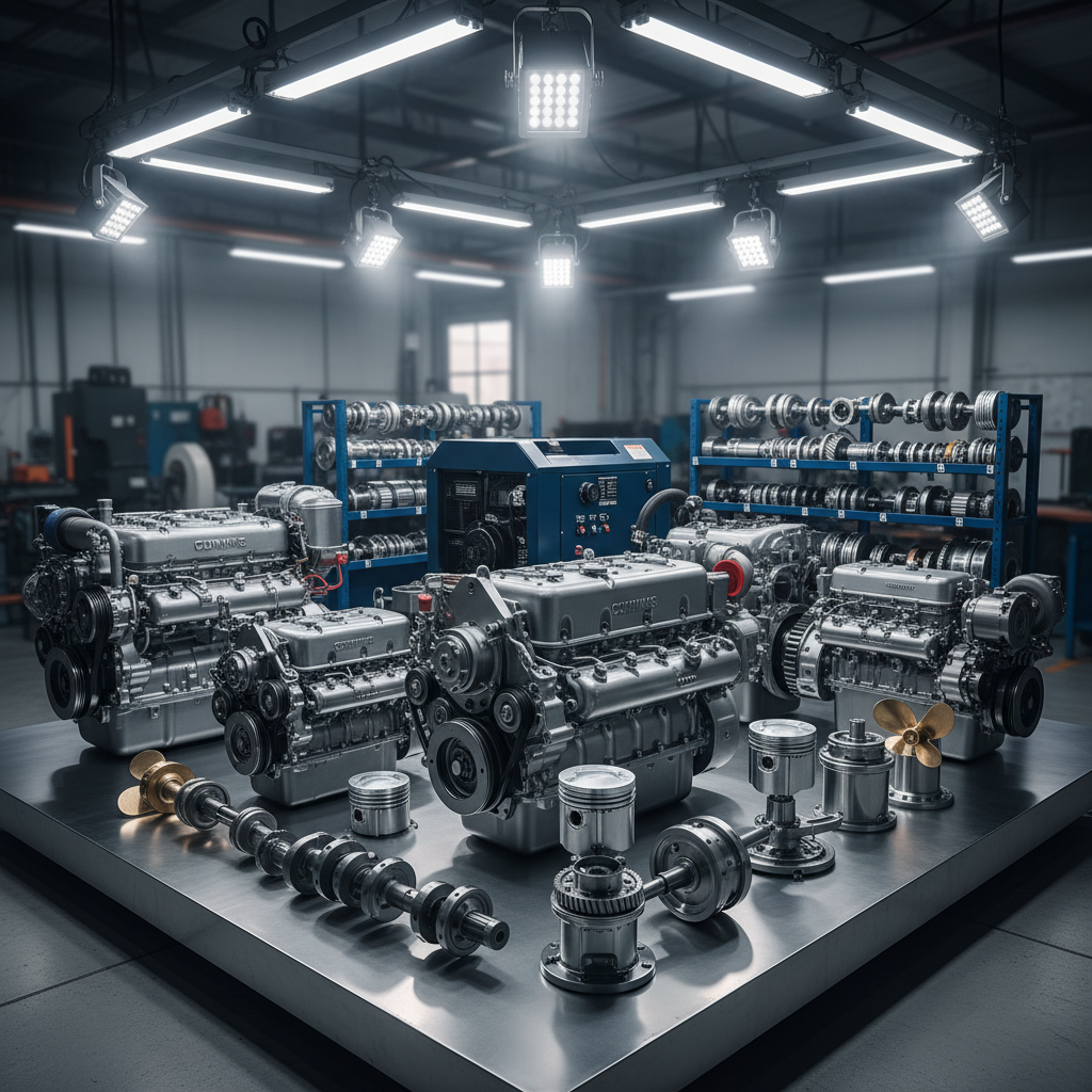 Car parts and automotive accessories in well-lit garage