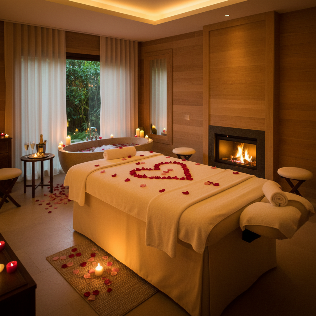 Love room avec jacuzzi, ambiance romantique et luxueuse