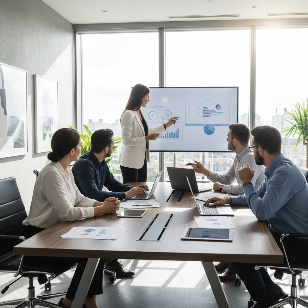 Young professionals in business meeting representing ambassador program