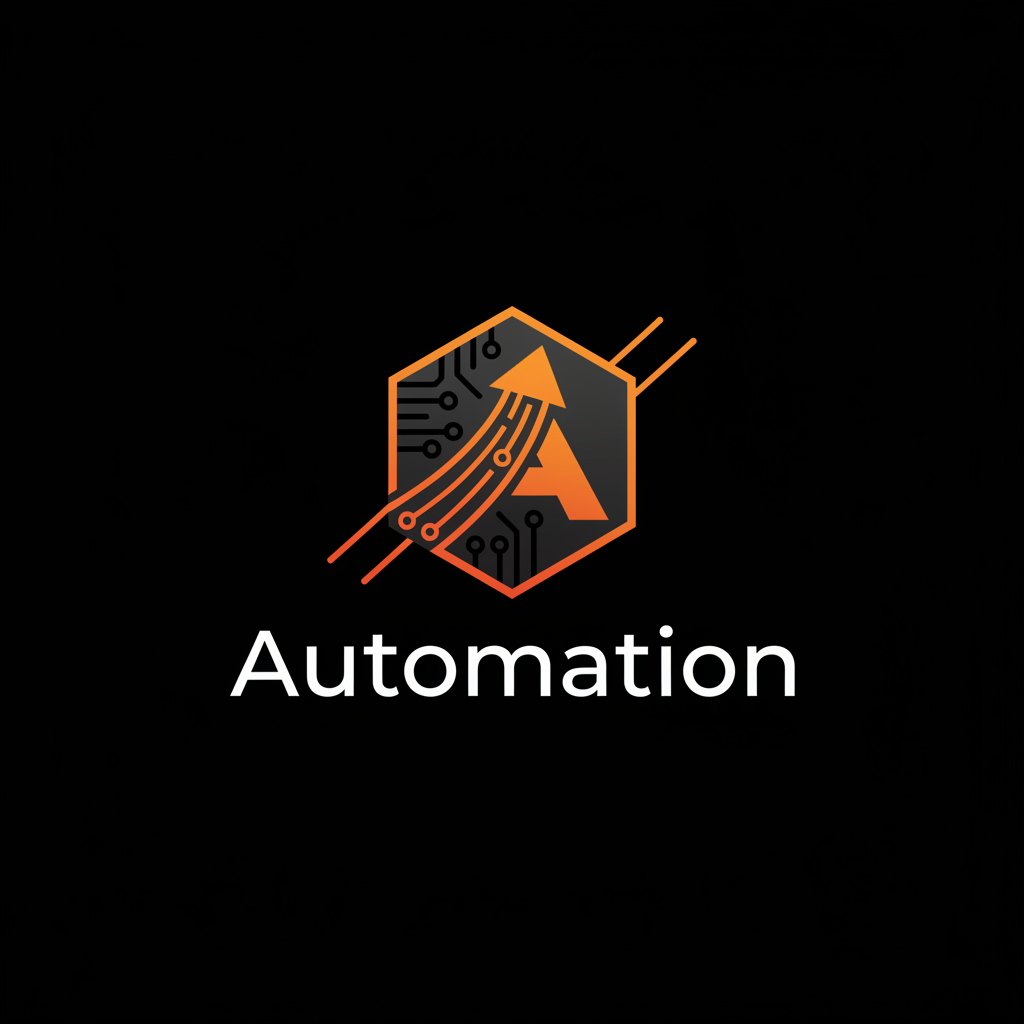 Automation software logo with orange and black color scheme