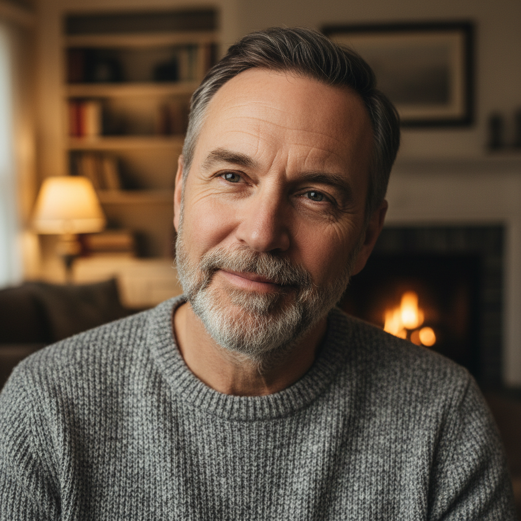 Marcus Webb, a middle-aged man with a slight smile, photographed in warm indoor light