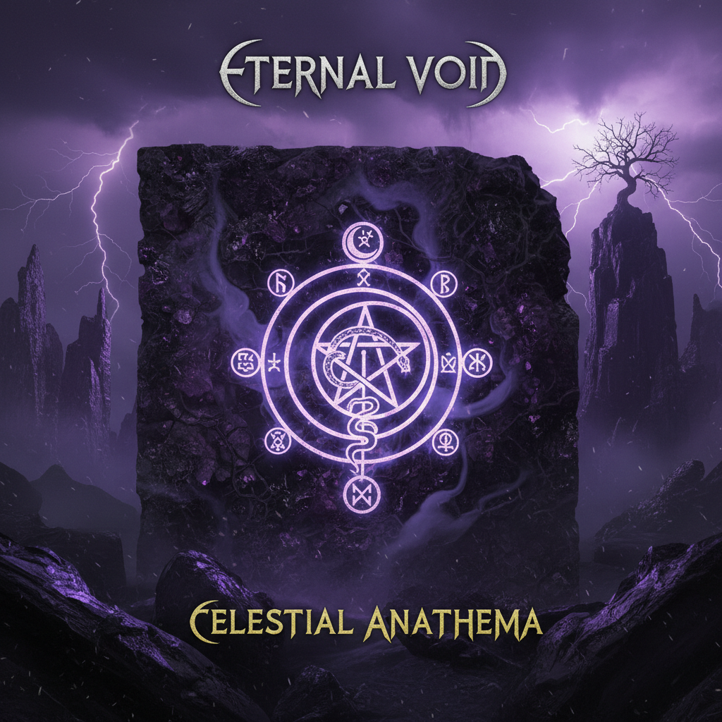 Abstract dark album artwork with deep shadows, moody purple and black tones, cinematic atmospheric textures