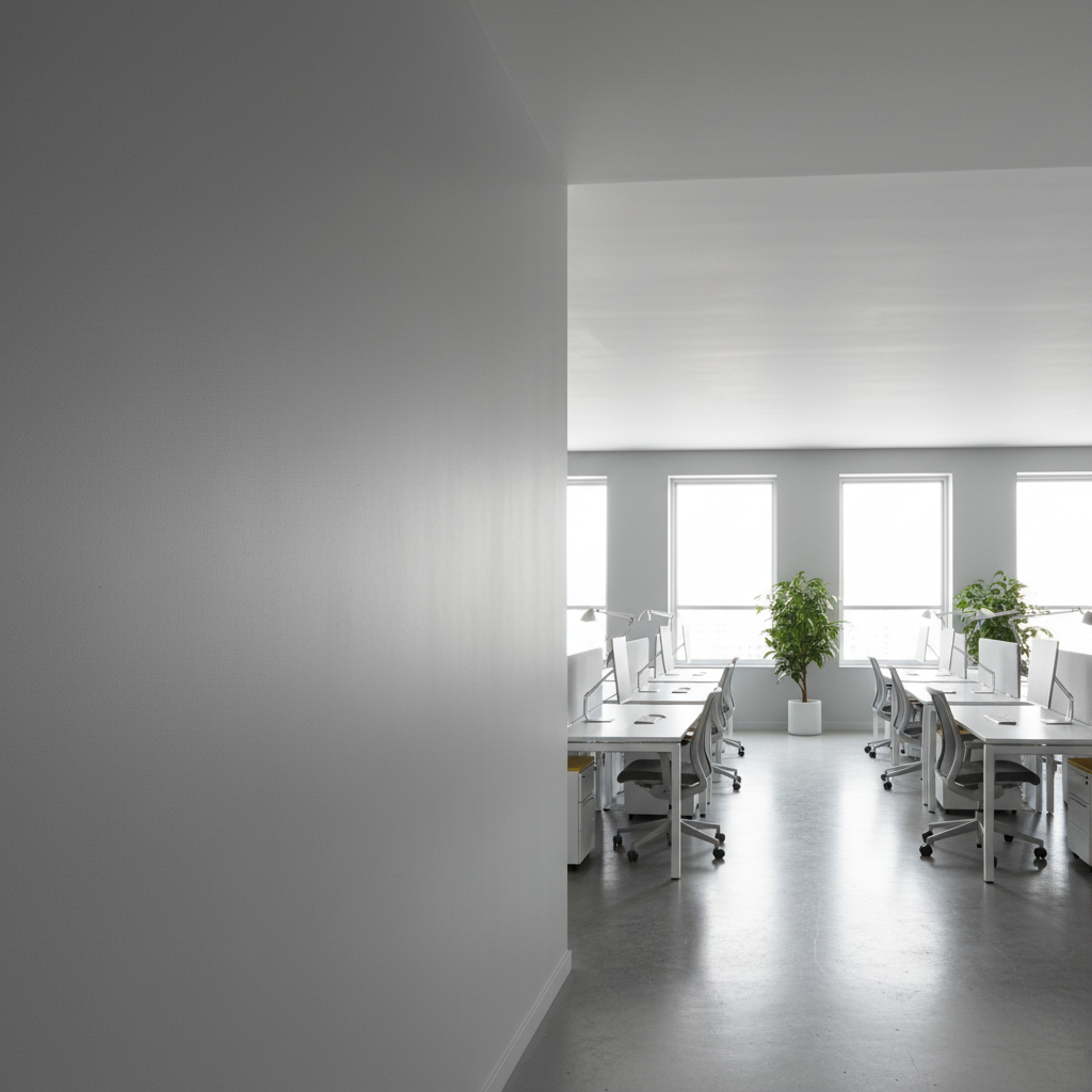 Professionally painted commercial office interior with clean neutral walls and modern finishes