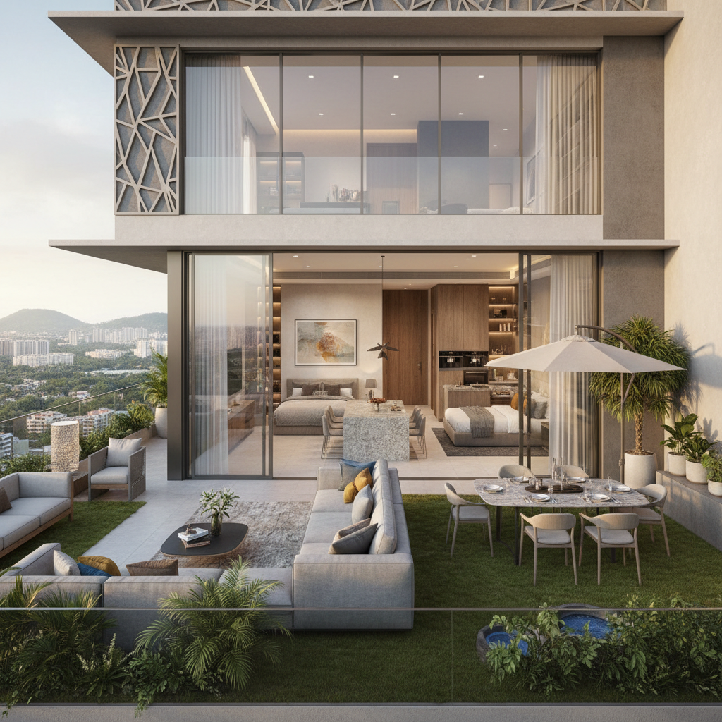 Location saisonnière moderne et bien équipée en Guadeloupe avec terrasse