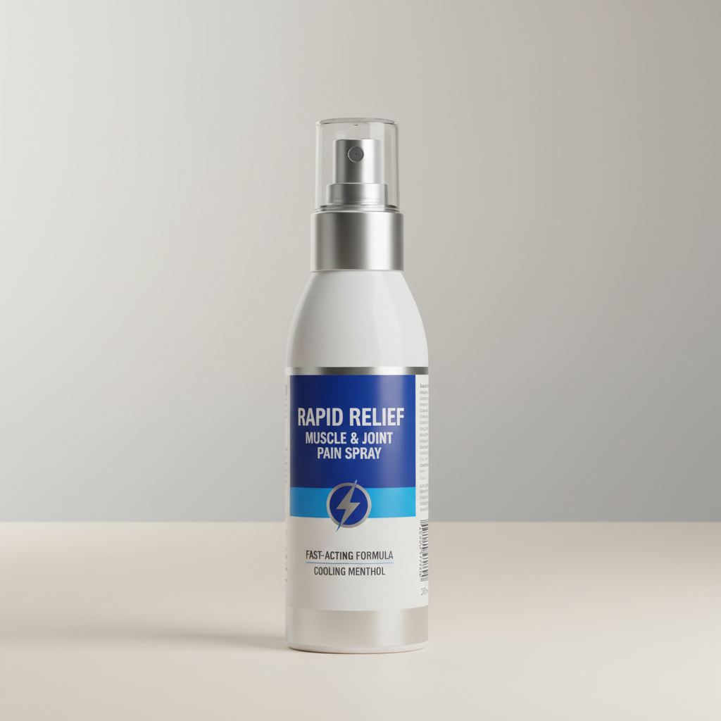 Pain relief spray bottle for fast acting muscle and joint pain relief