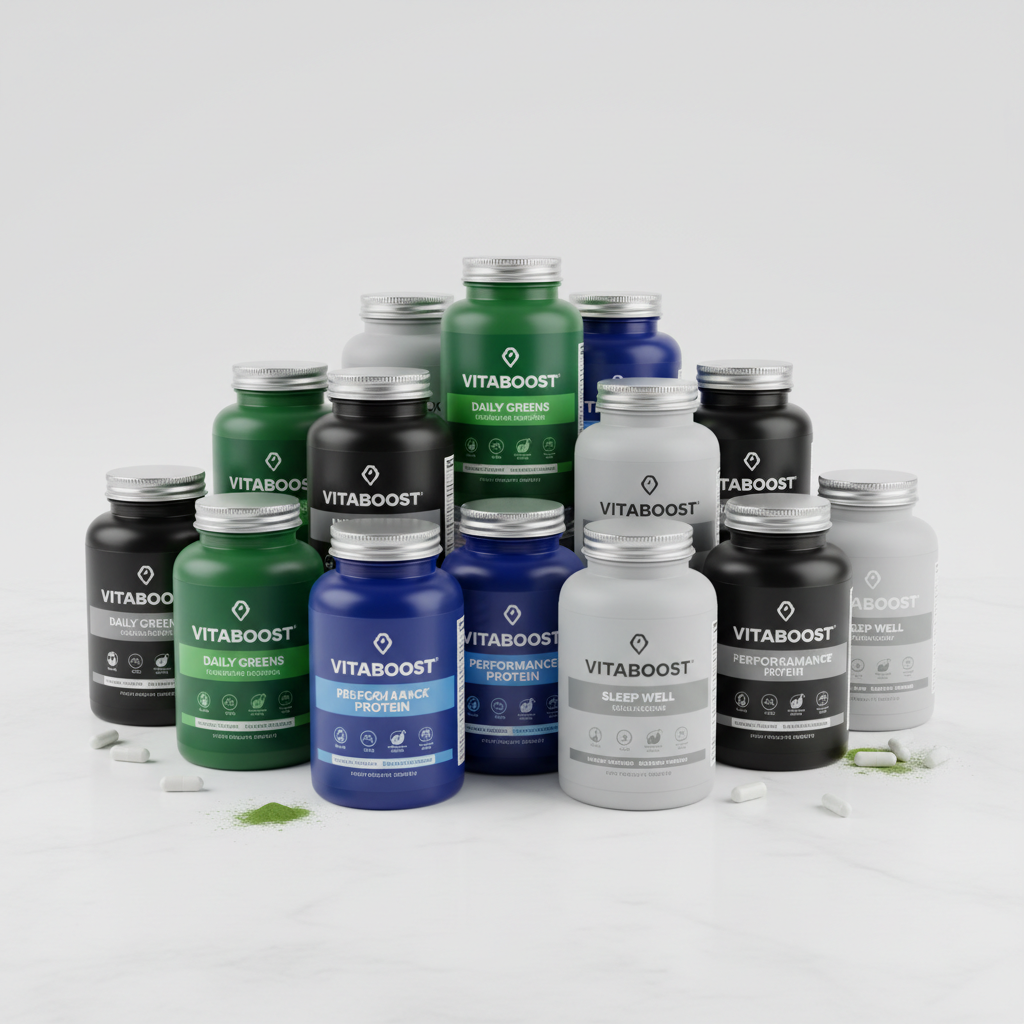 Multiple supplement bottles grouped together showing bulk order