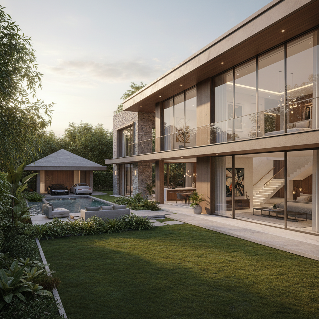 Elegant independent villa with private swimming pool and landscaped garden