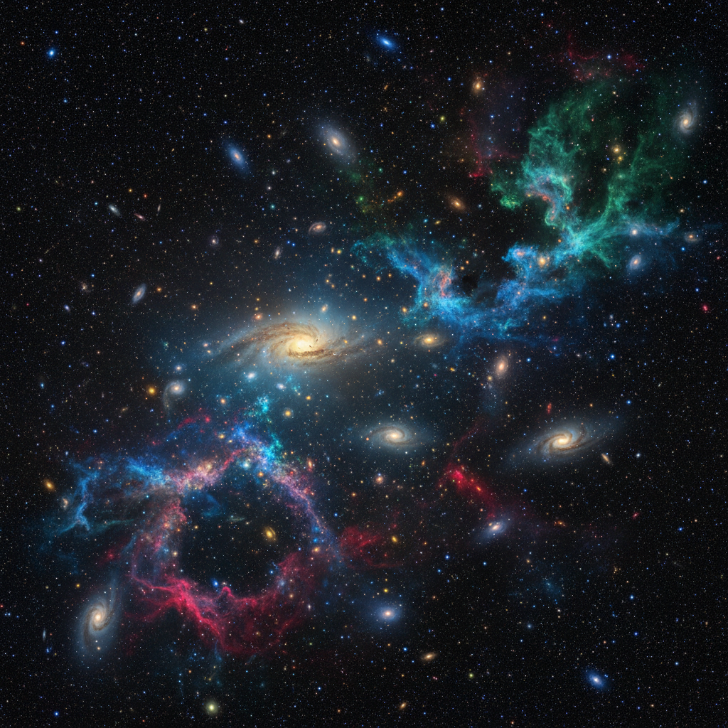 Dark cosmic space scene