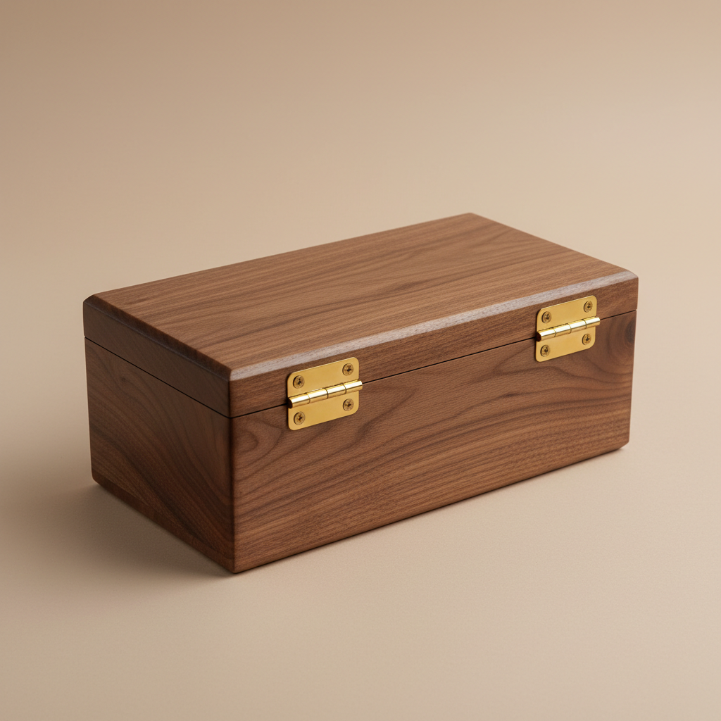Custom wooden storage box built to specific internal dimensions with fitted lid