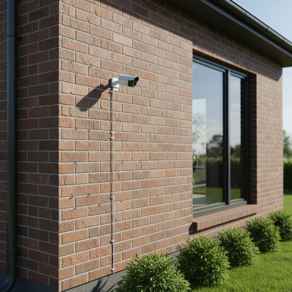 CCTV camera installation on exterior wall of Kenyan residential home, Kitengela, professional mounting