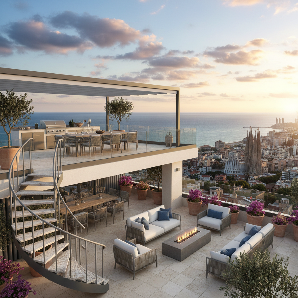 Penthouse apartment with sunny rooftop terrace in Eixample Barcelona for sale